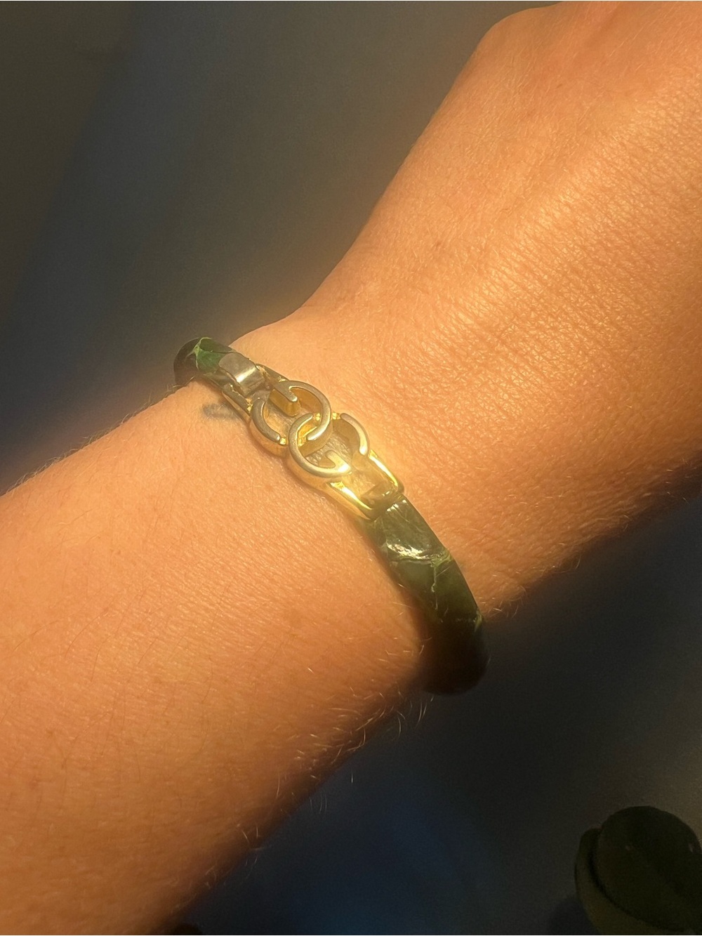 Vintage 70s Gucci Snakeskin Leather Wrapped Cuff Bracelet 24K Gold Plated Italy